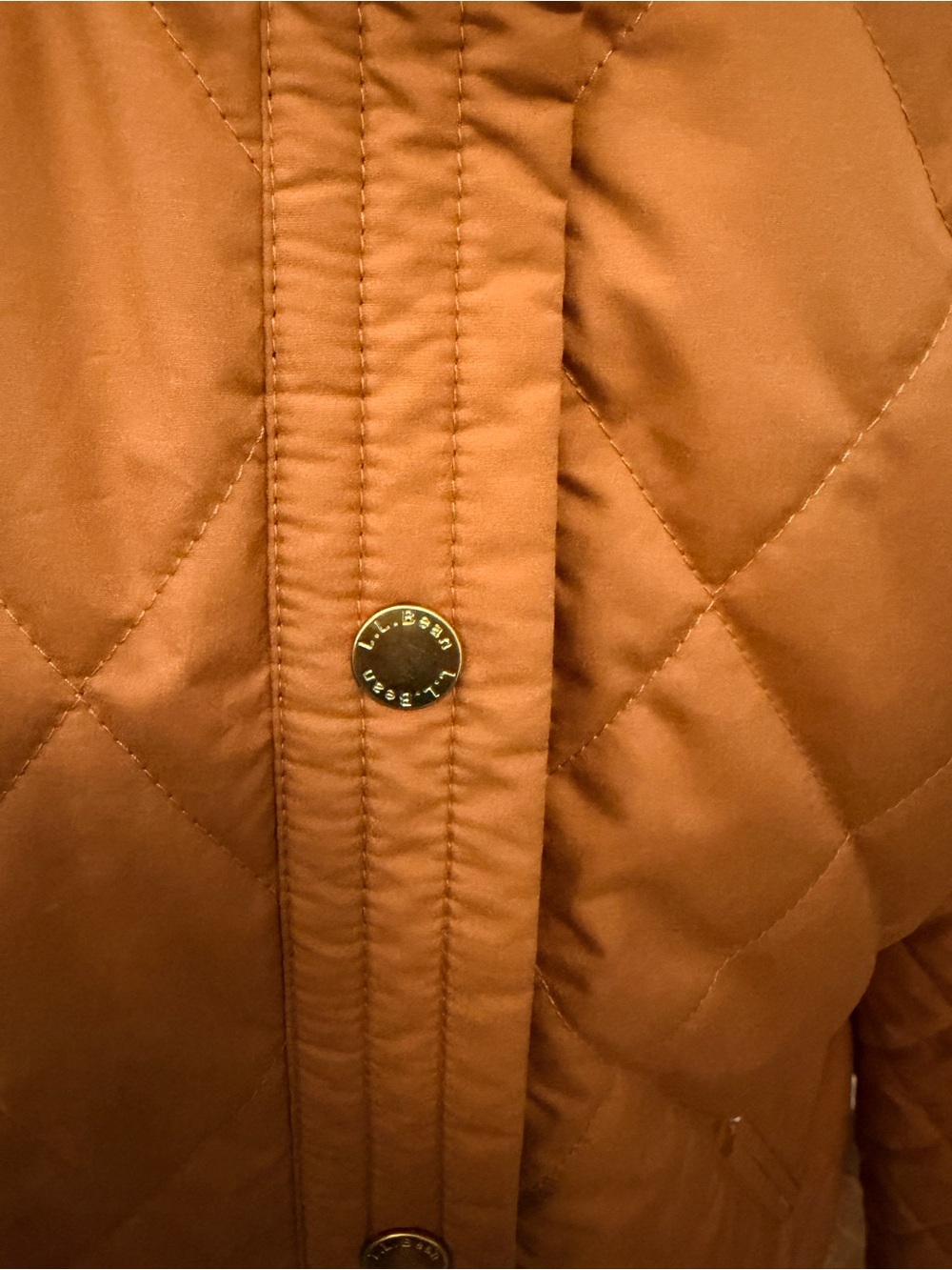 L.L.Bean Womens Quilted Jacket Orange Quilt Snap Front Lightweight Size Small - Picture 3 of 13